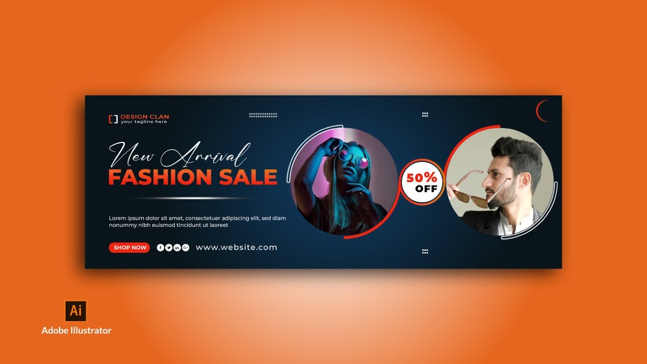 How to make Fashion Facebook Cover Design Adobe Illustration