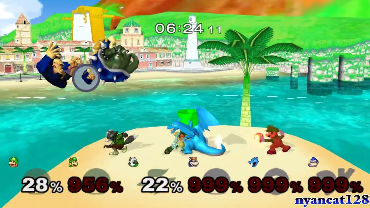 Super Smash Bros. Melee Request: 3v3 Battle on Delfino Plaza