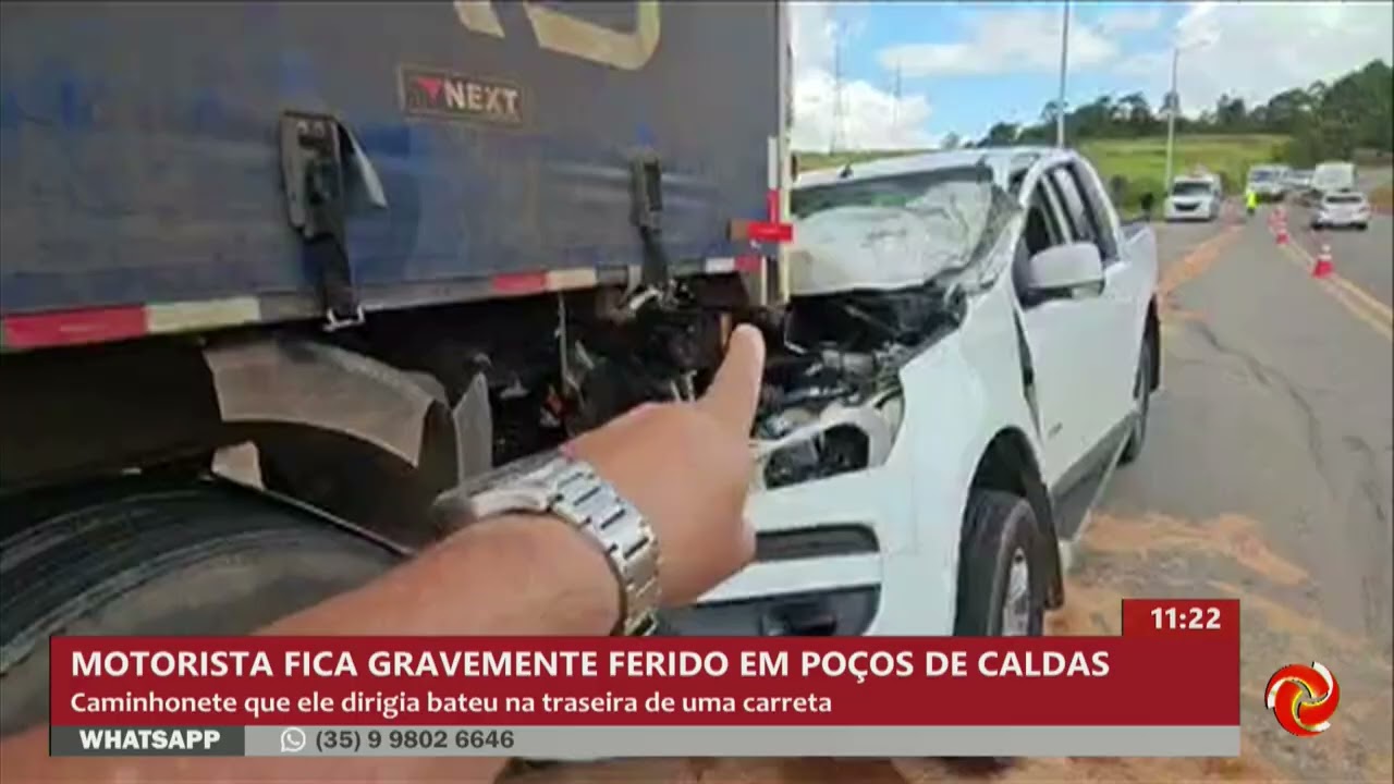 Motorista fica gravemente ferido em acidente em Poços de Caldas