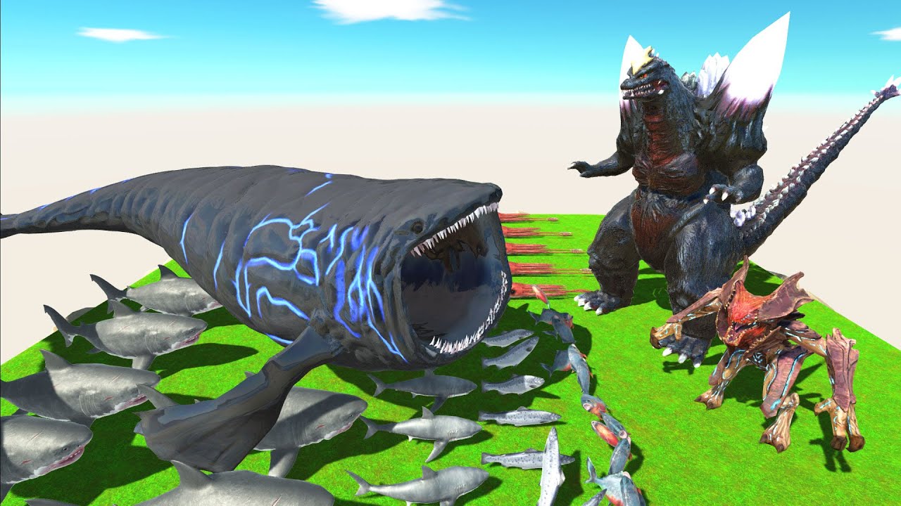 Bloop and Megalodon | Who can defeat Space Godzilla? Animal Revolt Battle Simulator