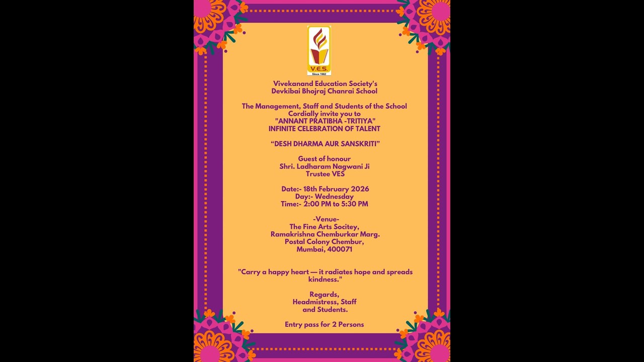 VIVEKANAND EDUCATION SOCIETY’S DEVKIBAI BHOJROJ CHANRAI SCHOOL - ANNUAL DAY -2026
