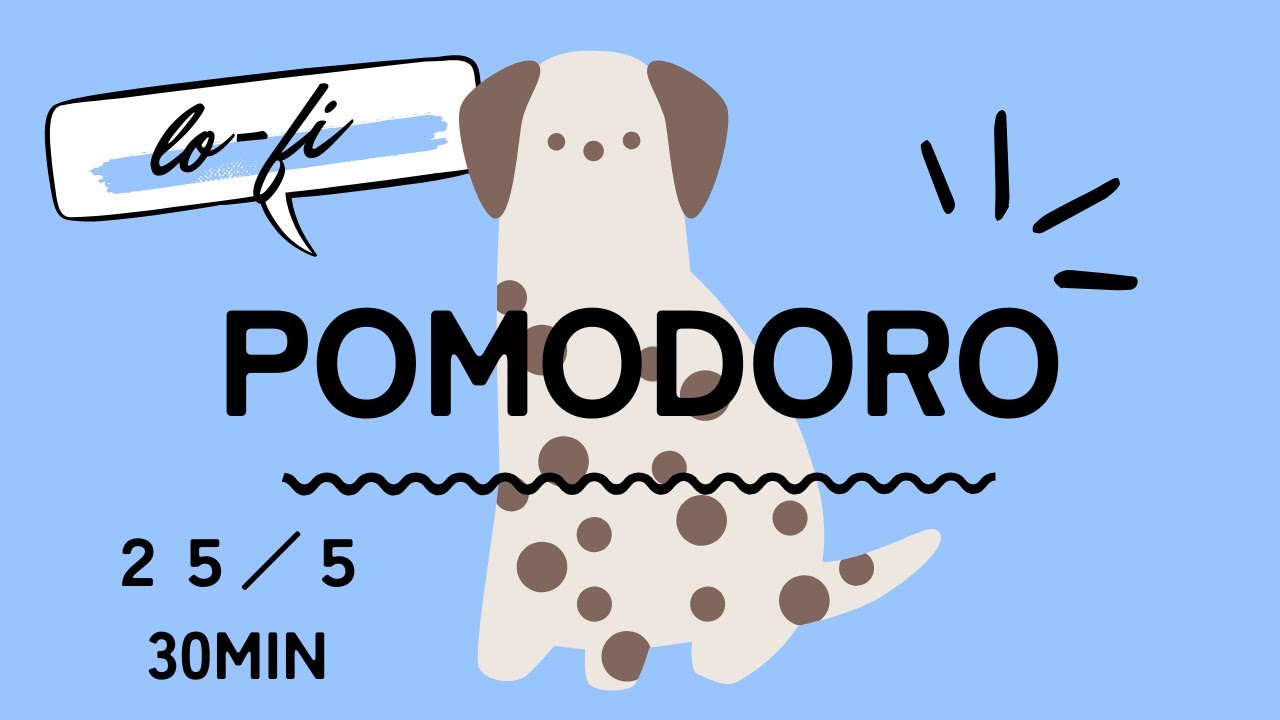 【30分】lo-fiポモドーロタイマー25分×5分休憩×1 |Pomodoro Timer 25/5 ×1(0.5h) with dog🐶 | study with me