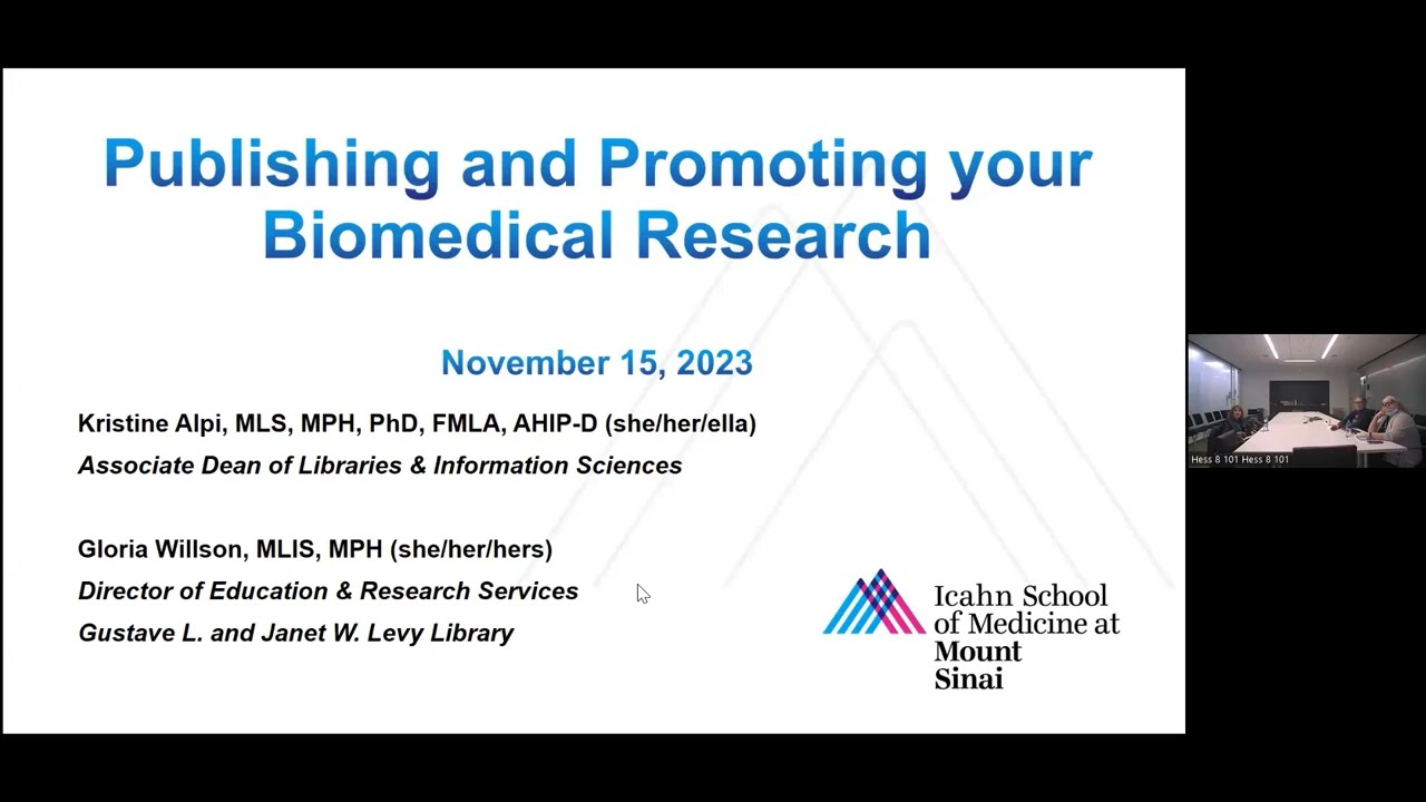 Publishing Biomedical Research as a Trainee (November 15, 2023)