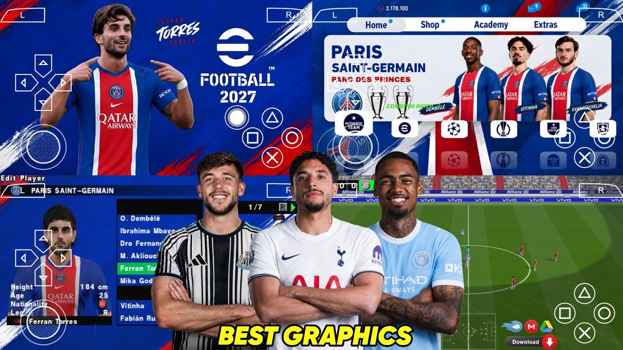 eFootball PES 2027 PPSSPP Android Offline Full Update UCL & League Kits 26/27 Season 4K Graphics