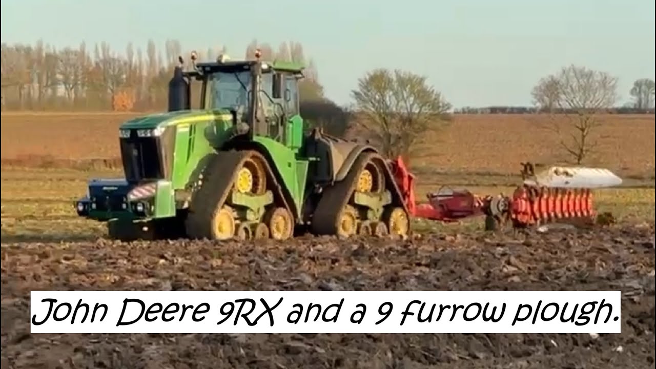 John Deere 9RX и плуг на 9 корпусов.