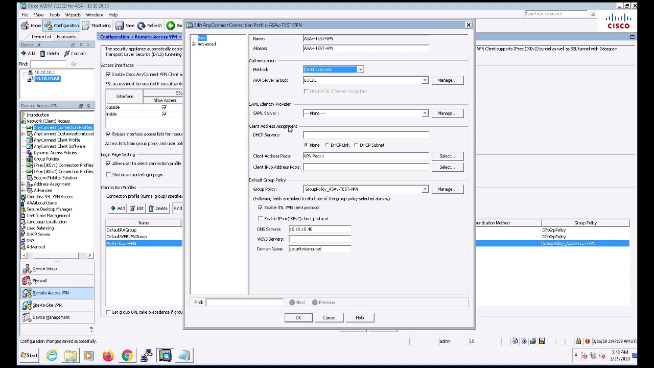 SSL VPN with AnyConnect using Certificate-Based Authentication