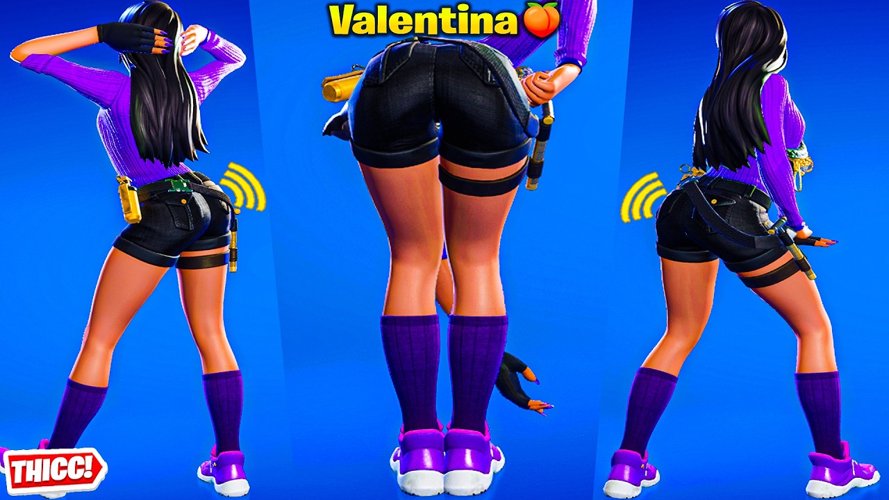 Fortnite Valentina Skin Showcase Thicc 🍑😍 Top Tiktok Dances & Emotes 😘 Hot New Battle Pass Girl 😜 4K