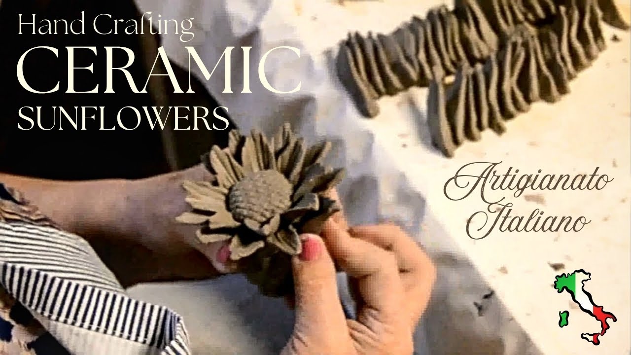 Tutorial ceramic sunflowers hand made by Italian expert artisans