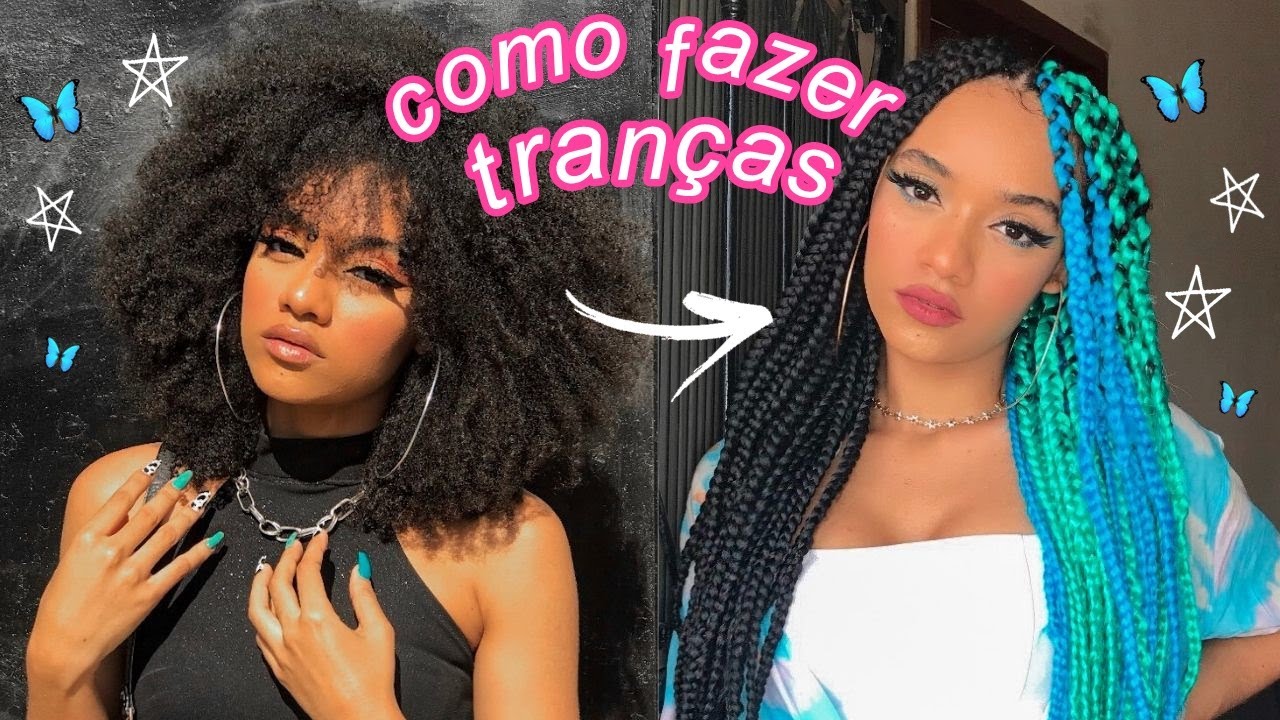 como fazer box braids azul e preto // passo a passo fácil 💙🔥