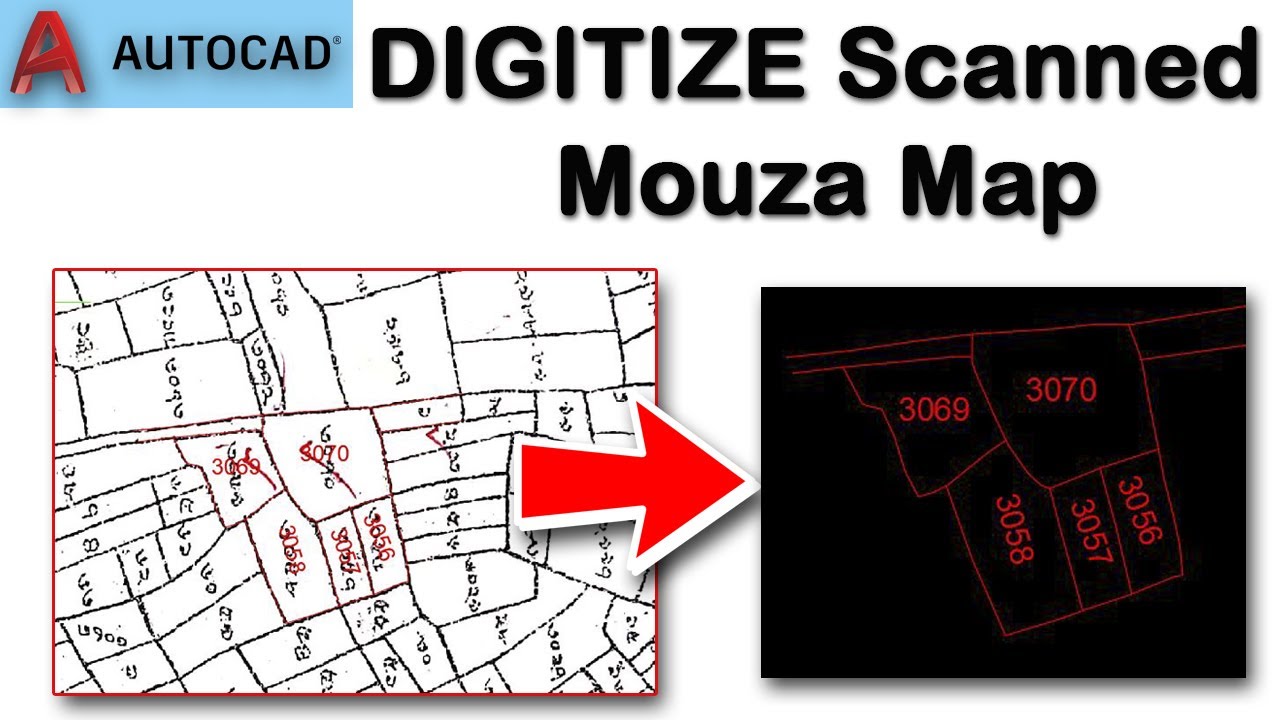 Как оцифровать отсканированную карту Mouza в AutoCAD