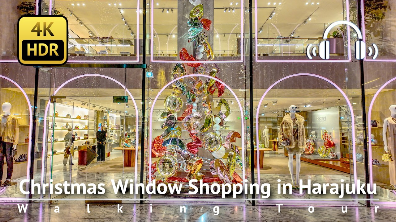 Christmas Window Shopping in Harajuku & Omotesando [4K/HDR/Binaural]