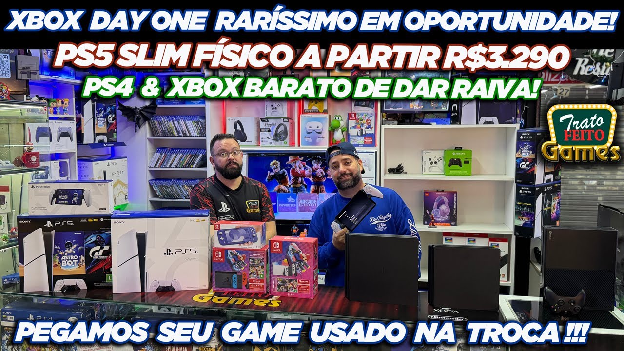 XBOX DAY ONE RARÍSSIMO EM OPORTUNIDADE! PS5 SLIM FÍSICO A PARTIR R$3.290 - TRATO FEITO GAMES