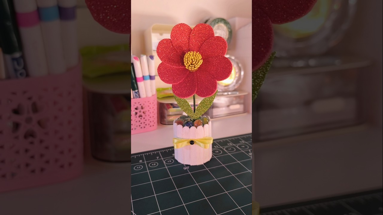 Easy and simple flower making with glitter foam sheets #shorts #viral