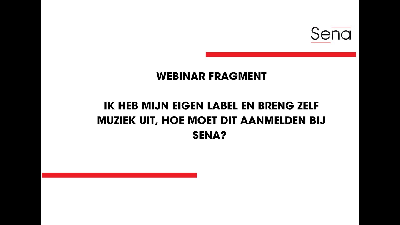 Ik heb mijn eigen label en breng zelf muziek uit, hoe moet dit aanmelden bij Sena?