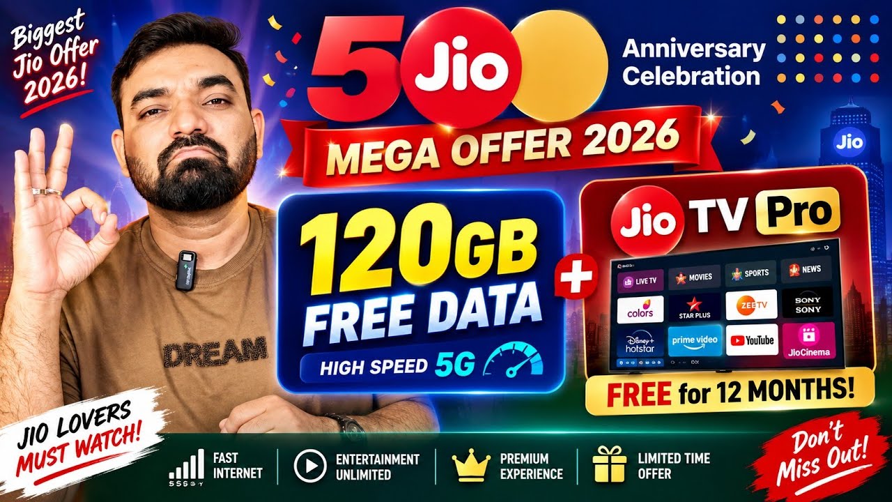 Jio Mega Anniversary Offer: 120GB Free Data & Jio TV Pro Free for 12 Months! #JioAnniversaryOffer