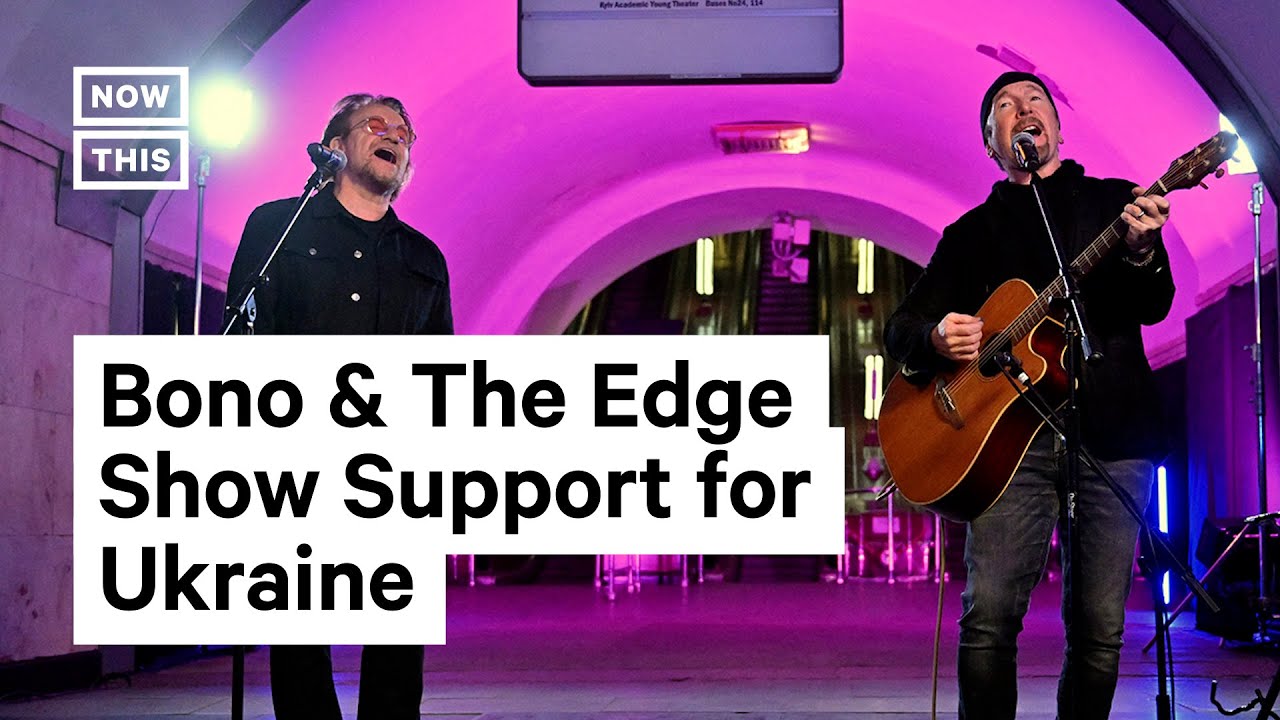 U2&rsquo;s Bono and The Edge Perform at Kyiv Subway Station