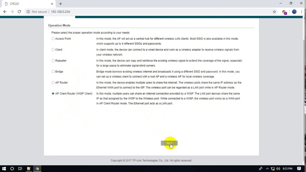 Tutorial WISP AP Client Router TP-Link CPE220 Pharos