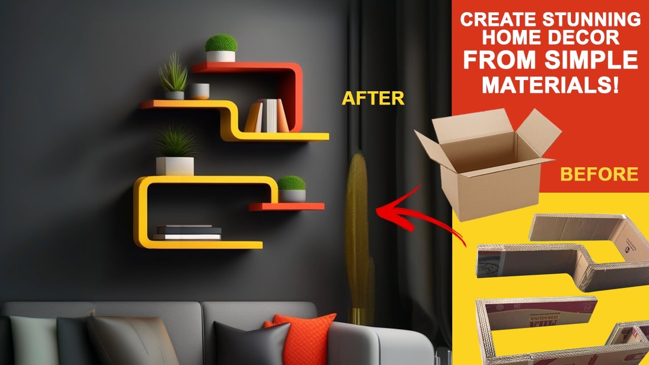 Transforming Cardboard Boxes into Stylish Wall Shelves: An Easy DIY Project