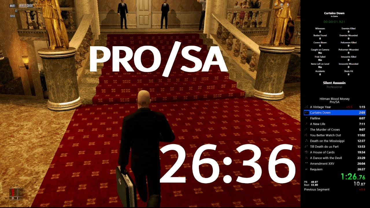 Hitman: Blood Money Pro/SA Speedrun in 26:36 (NG/60 FPS Capped)