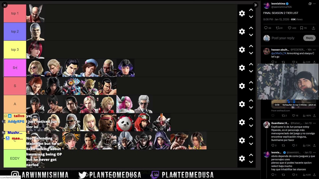 leemishima tierlist reaction