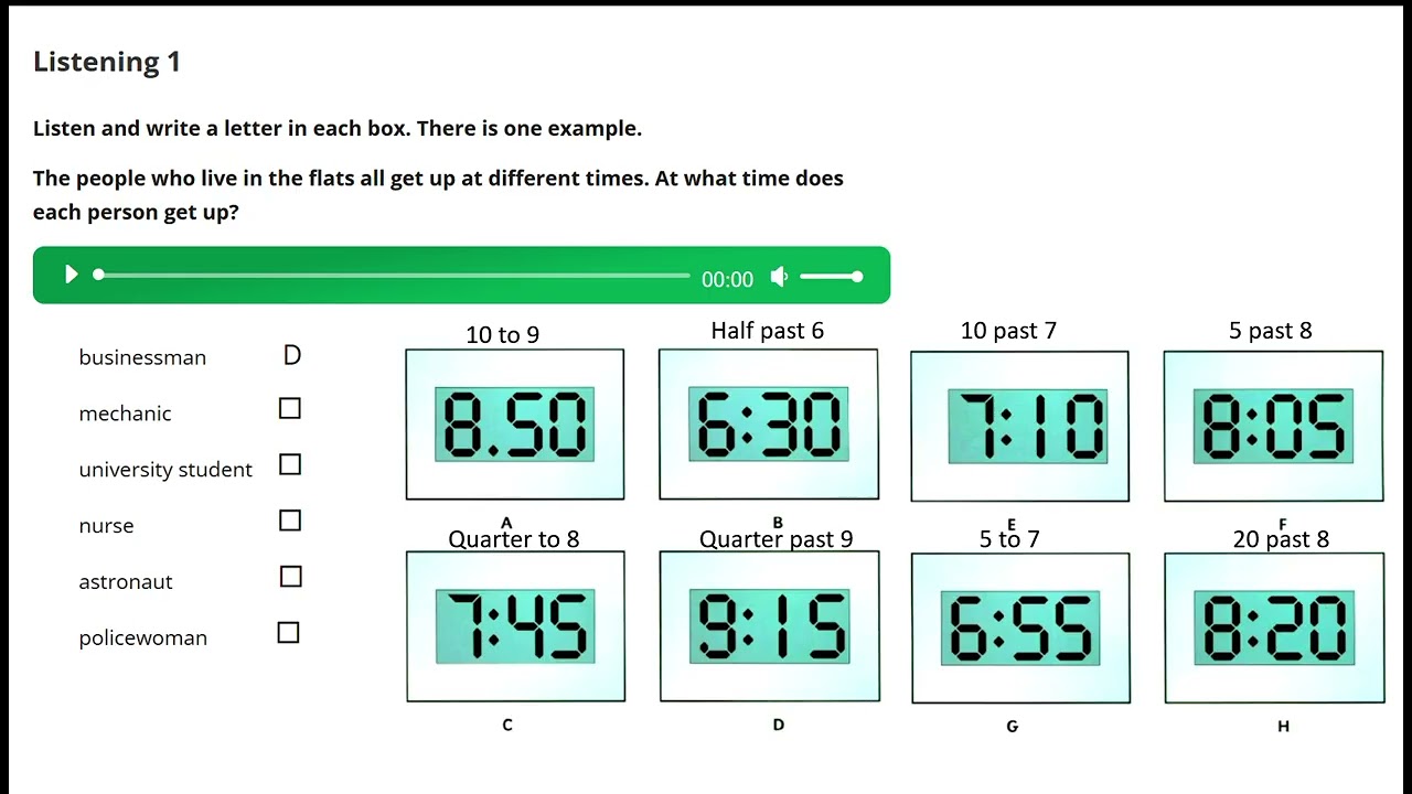 A2   LISTENING FOR MATCH PICTURES   TEST 1 2
