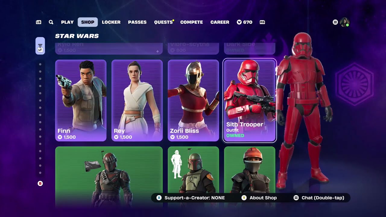 All the Star Wars Skins have returned to the Item Shop! | Fortnite