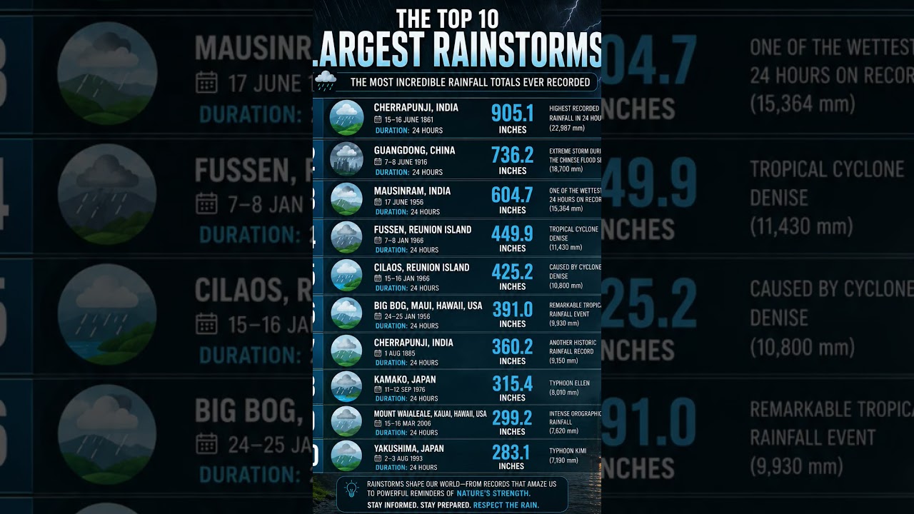 🚨 The 10 Largest Rainstorms Ever Recorded 🌧️