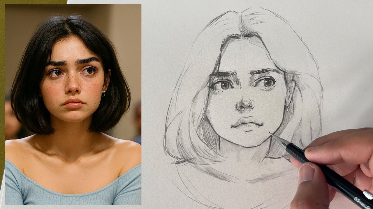 How to a Beautiful portrait Gril Step by step in real time
