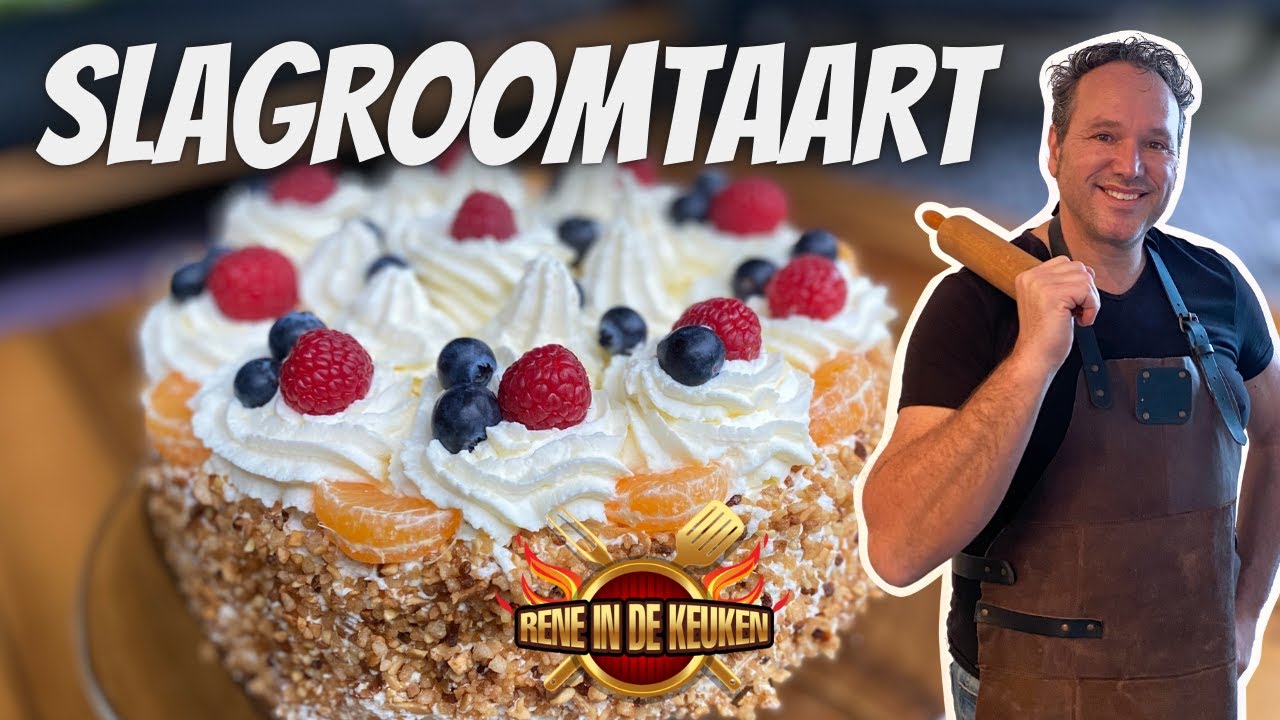 Klassieke slagroomtaart, zoals van de banketbakker.