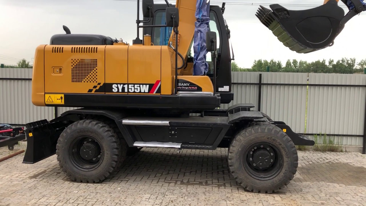 Обзор колёсного экскаватора SANY SY155W Walk around