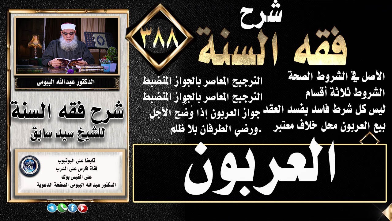 الشروط في البيع… وبيع العربون بين الحِلّ والحرمة|شرح فقه السنة 388|= عبدالله البيومى