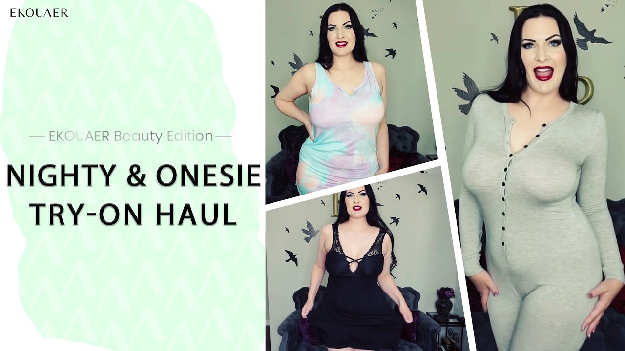Nighty Onesie Try on Haul | Plus Size Fit | Ekouaer ft. Raven Rose