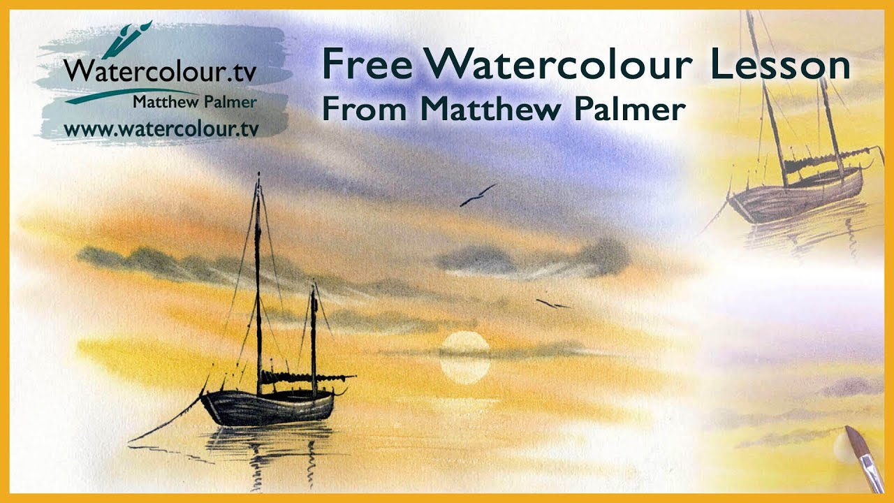 Paint A Sunset With Boat - Free Watercolour Lesson From Matthew Palmer