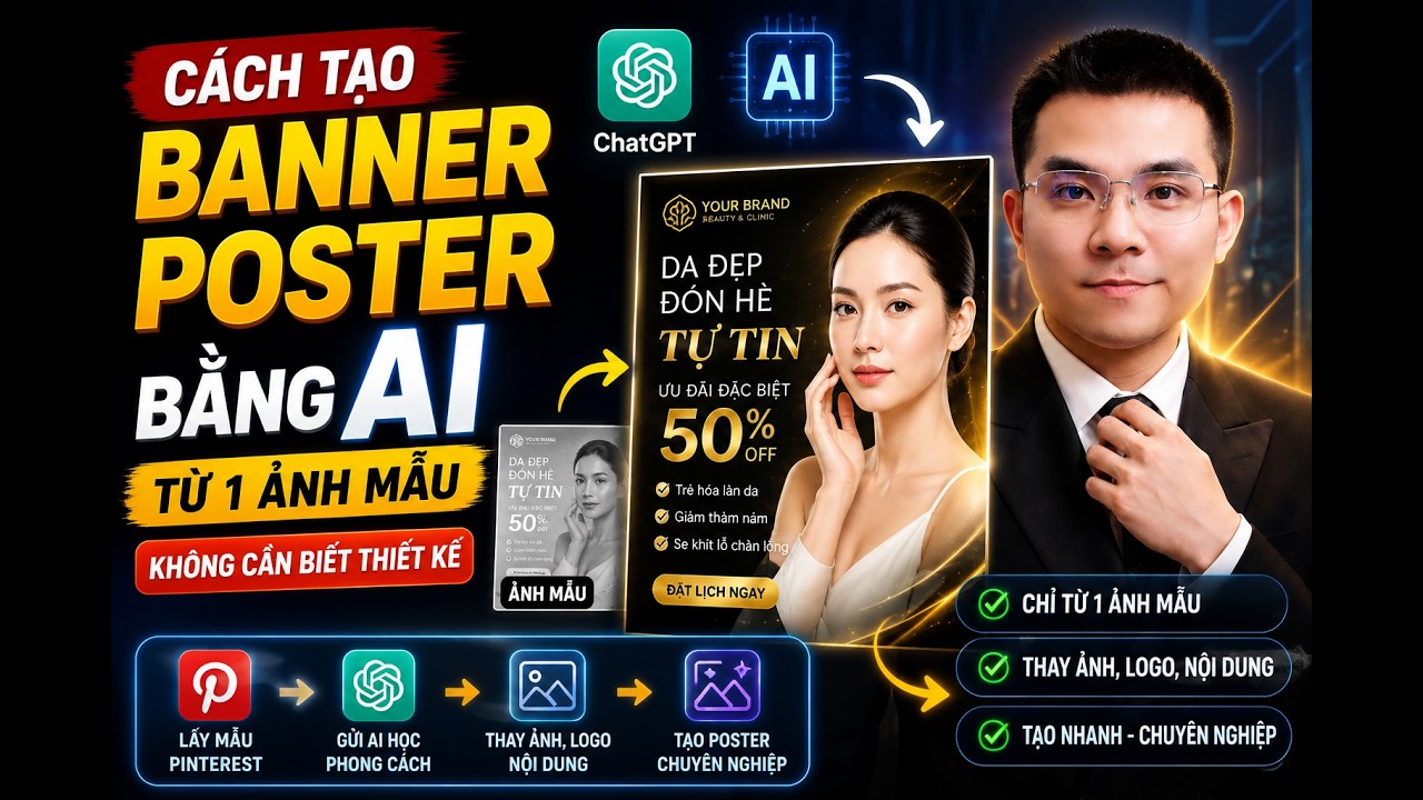 C&aacute;ch Tạo Banner Poster Bằng AI Từ 1 Ảnh Mẫu | Kh&ocirc;ng Cần Biết Thiết Kế