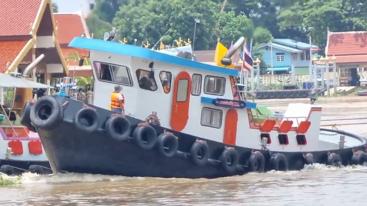 เรือลากจูงผ่านสามแยกน้ำวนวัดพนัญเชิง 28/08/2022 SET.2 ●เรือพ่อแม่●