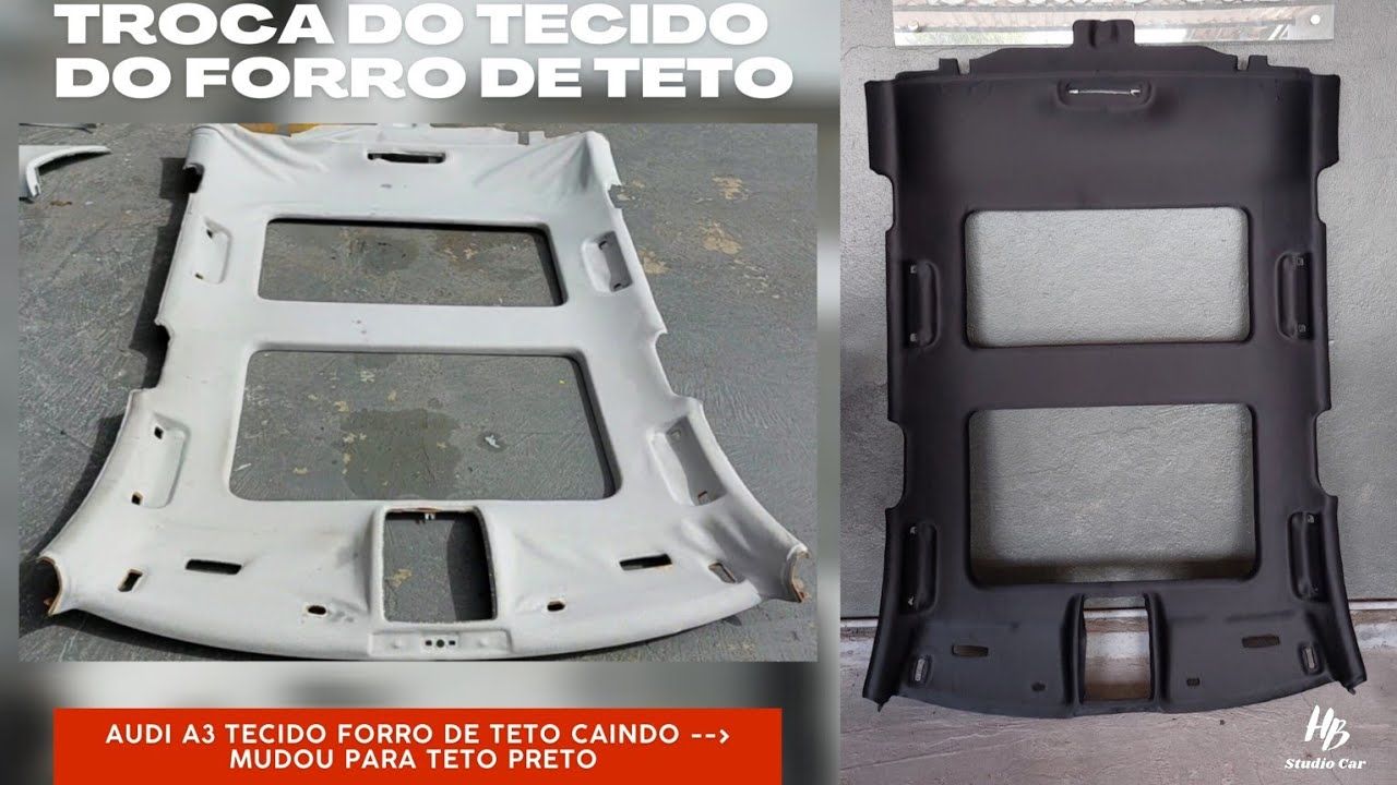TECIDO FORRO TETO CAINDO AUDI A3 DESCOLANDO SOLTANDO DEFEITO REPARO TROCA PARA TETO PRETO ALL BLACK