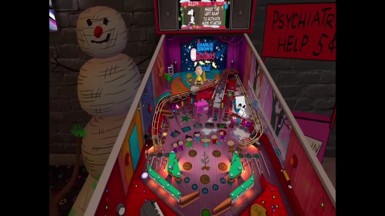 Pinball FX VR gameplay for Charlie Brown, Kong and Godzilla, and Monster Bash pinball tables.