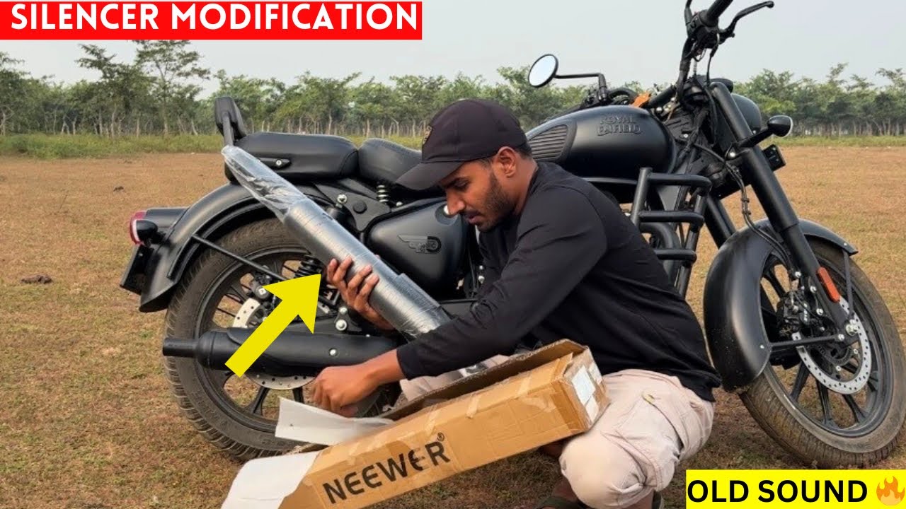 Royal Enfield Classic 350 Stealth Black Silencer Change | Classic 350 Exhaust Sound Modification