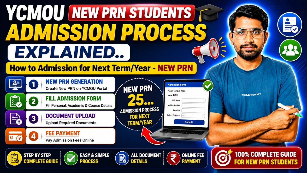 YCMOU: Admission Process for Next Term/Year July 2026 | For New PRN 2501, 2507, 2601!