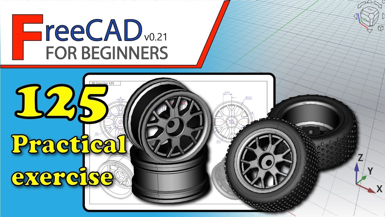 FreeCAD 0.21 Учебное пособие для начинающих: практическое упражнение 125 RC-автомобильный диск