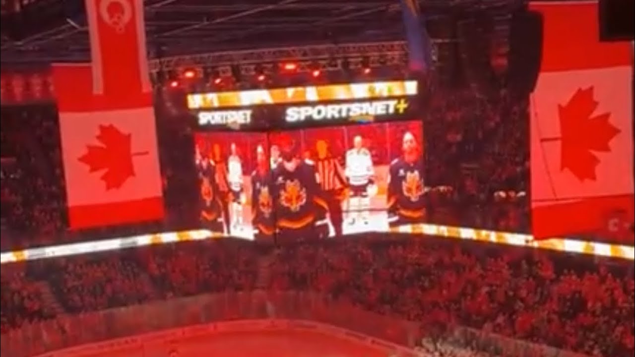 CANADA 🇨🇦- Calgary Flames  vs USA 🇺🇸- DallasStars || Singing National Anthem.March 27, 2025 #hockey