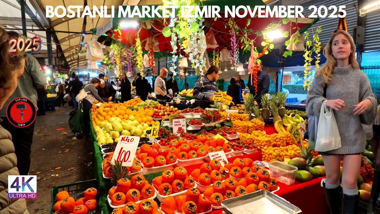 Пешеходная экскурсия по Бостанлыскому базару | Измир Турция | 26 ноября 2025 г. [4K HD]