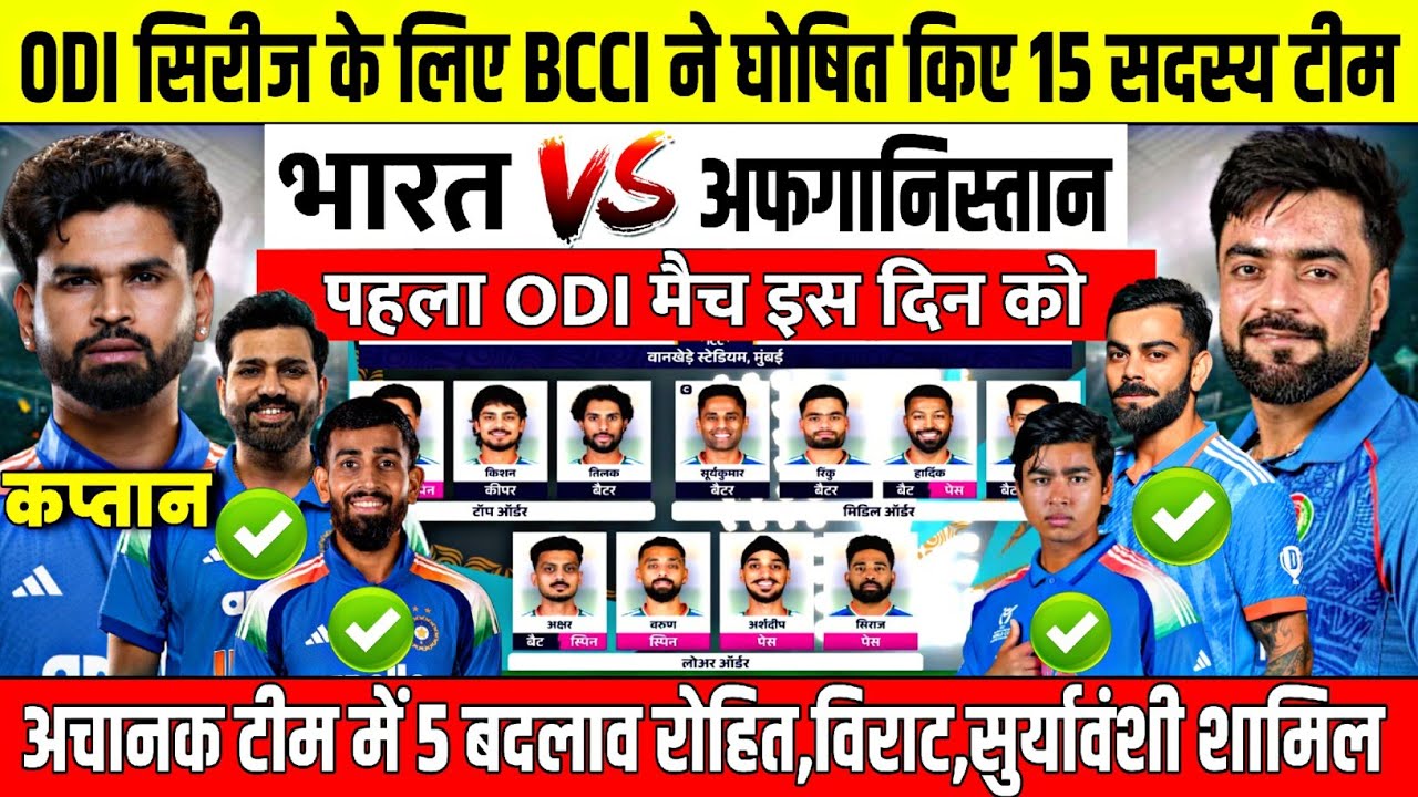 IND VS AFG: BCCI announces Indian squad for ODI series against Afghanistan | 5 unexpected changes