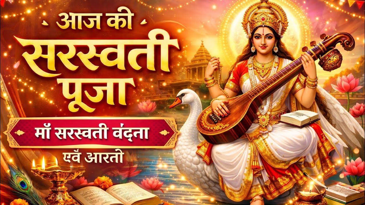 आज की सरस्वती पूजा 🙏 | Saraswati Vandana & Aarti | विद्या की देवी का दिव्य आराधना 