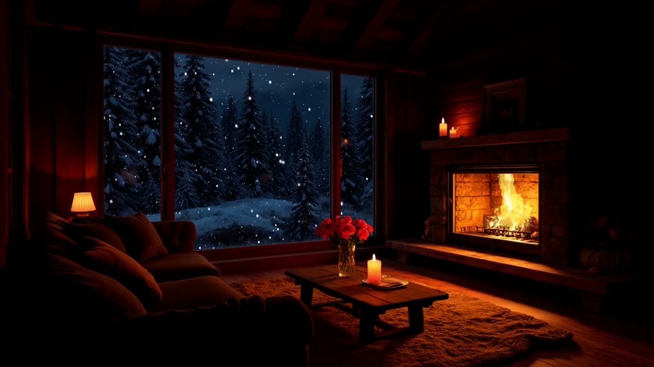Snowlit Window Piano | Quiet Cabin Night Soundscape for Deep Sleep and Gentle Rest