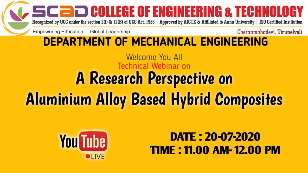 A Research Perspective on Aluminium Alloy Based Hybrid Composites | WEBINAR