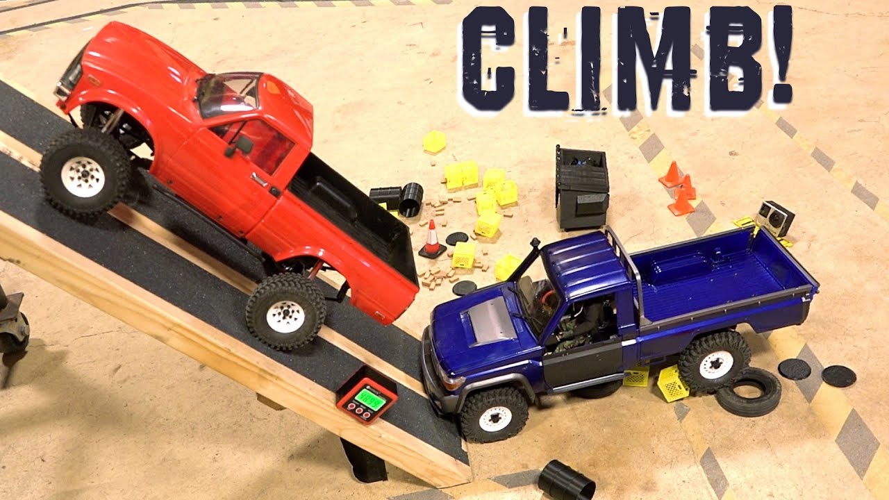 Battle of the Toy Yota's : HiLUX TF2 vs LC70 BRX01 Truck Extreme Climbing Angle Test | RC ADVENTURES