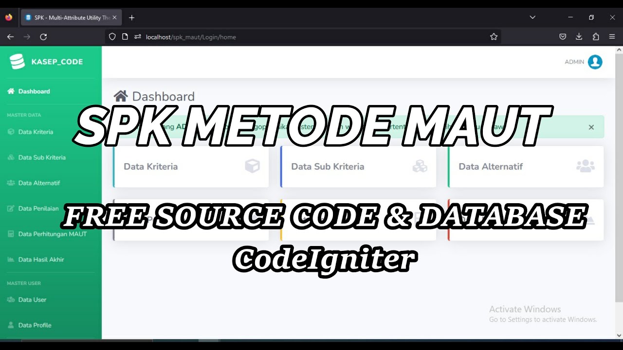 Source Code SPK Metode MAUT | Source code website SPK metode MAUT | Sistem Keputusan Metode MAUT CI3