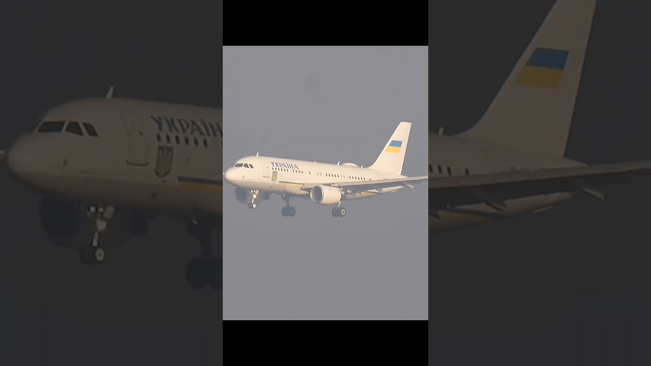 President Zelensky arriving at Berlin Airport A319 UR-ABA Ukrainian Government #zelensky #ukraine