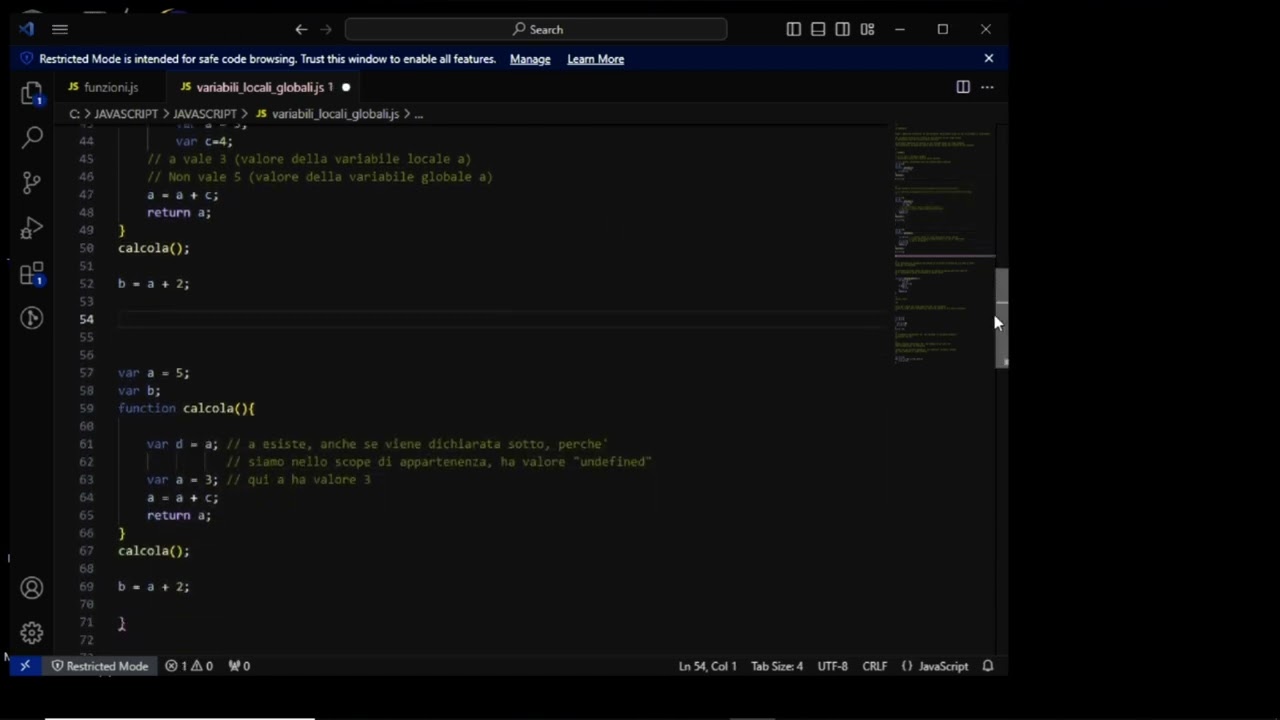 Javascript - Variabili locali e globali